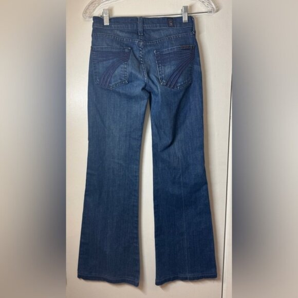 Vintage Y2K 7 For All Mankind Dojo Bootcut Embroidered Pockets Blue Jeans 24 - Picture 1 of 15